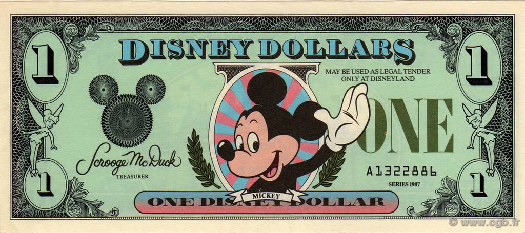 1 Disney dollar ÉTATS-UNIS D AMÉRIQUE  1987  pr.NEUF
