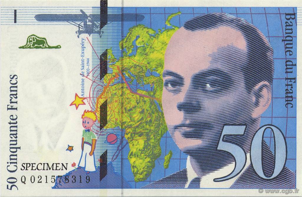 50 Francs SAINT-EXUPÉRY FRANCE régionalisme et divers  1992  NEUF