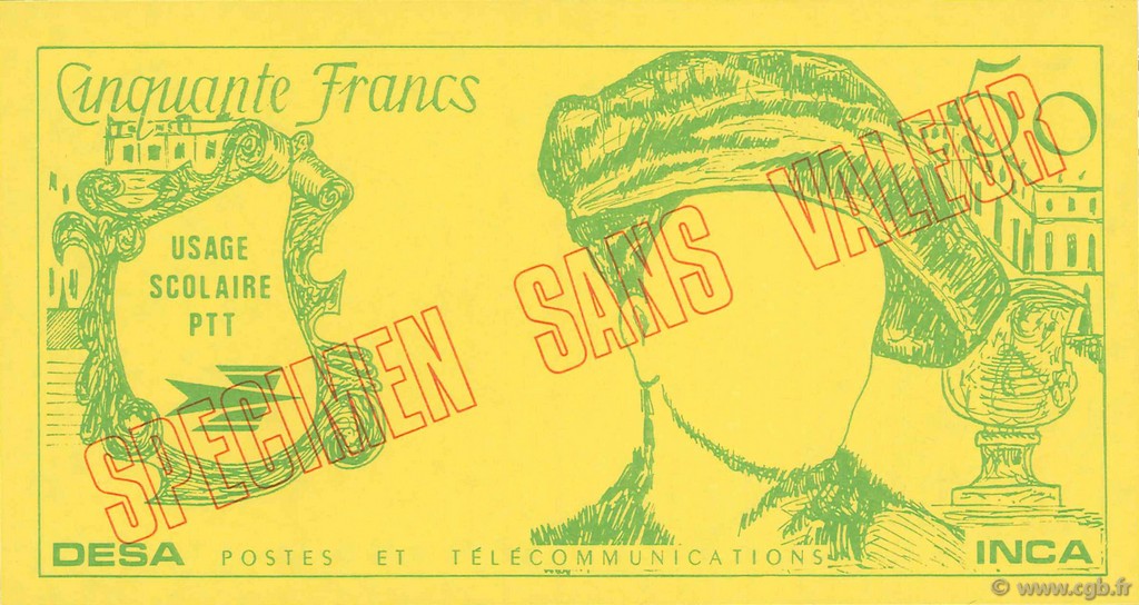 50 Francs Quentin De La Tour Scolaire FRANCE régionalisme et divers  1976  NEUF