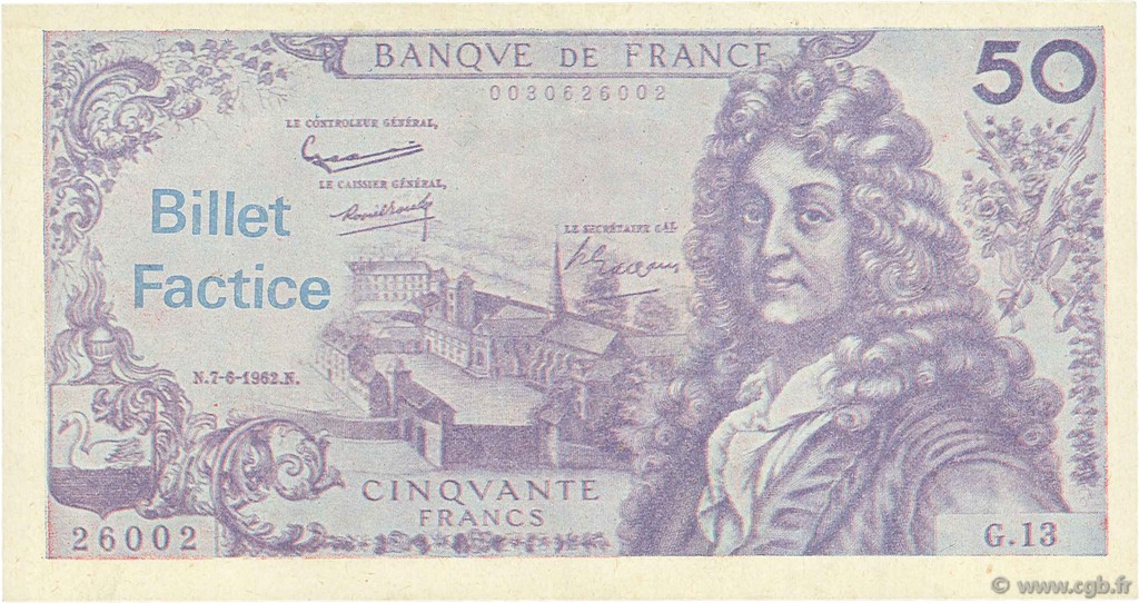 50 Francs Racine Scolaire FRANCE régionalisme et divers  1962  SUP