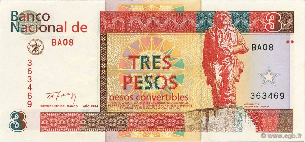 3 Pesos Convertibles CUBA  1994 P.FX38 NEUF