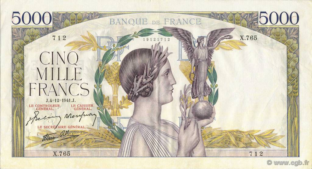 5000 Francs VICTOIRE Impression à plat FRANCIA  1941 F.46.30 MBC+
