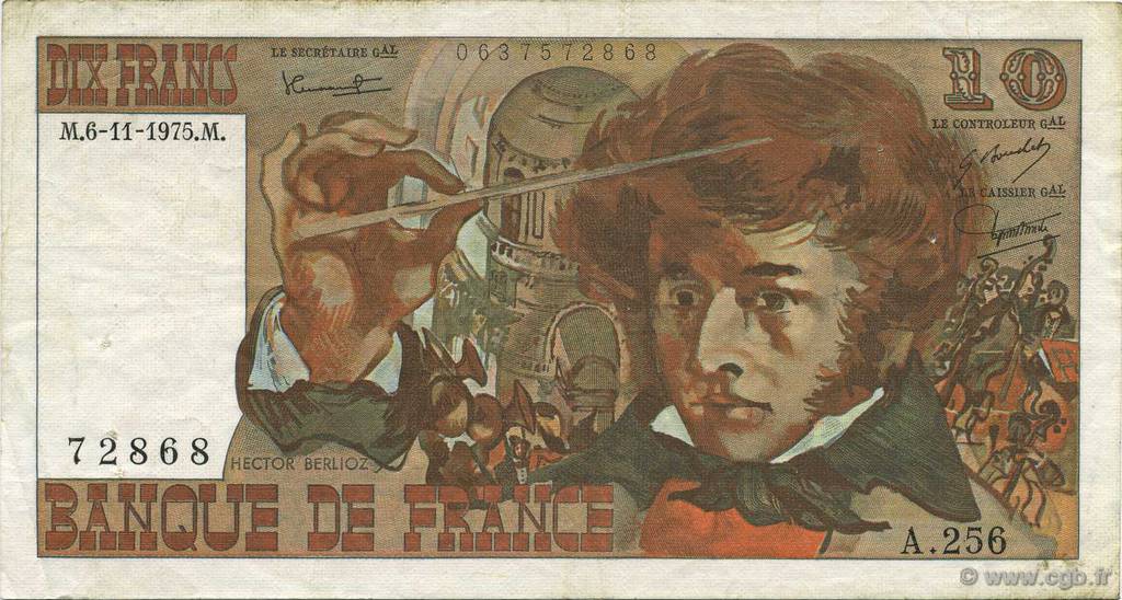 10 Francs BERLIOZ FRANCE  1975 F.63.14 TTB