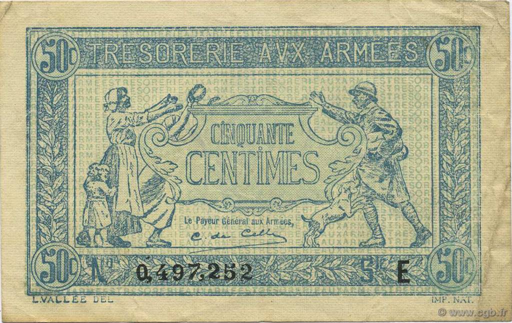 50 Centimes TRÉSORERIE AUX ARMÉES 1917 FRANCE  1917 VF.01.05 SUP