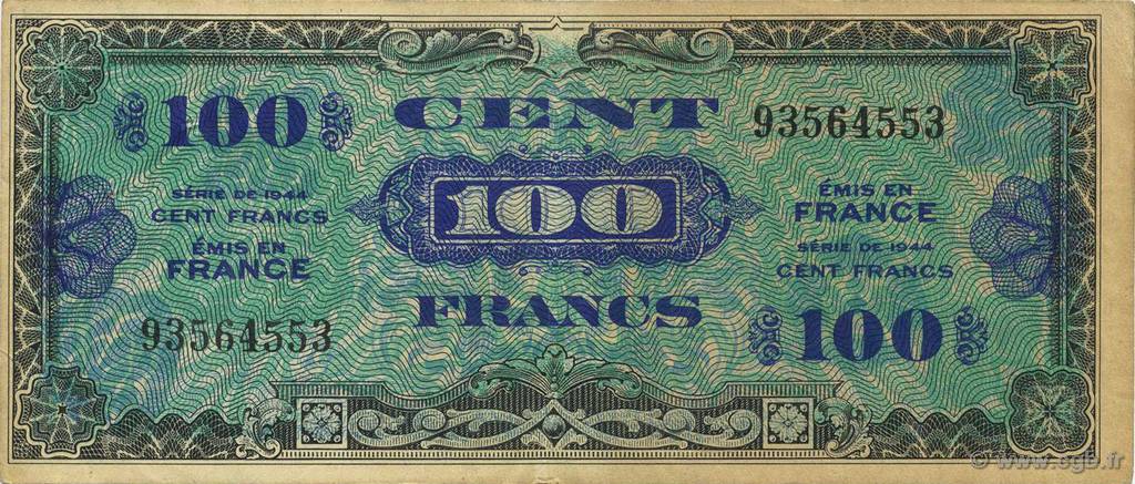 100 Francs DRAPEAU FRANCE  1944 VF.20.01 TTB