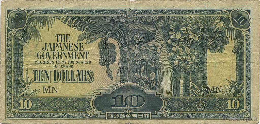 10 Dollars MALAYA  1942 P.M07b pr.TTB