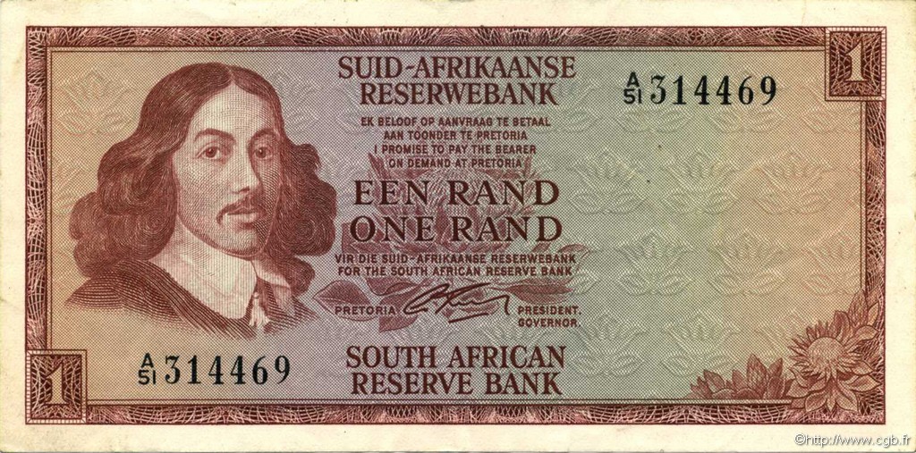 1 Rand SOUTH AFRICA  1966 P.110a XF