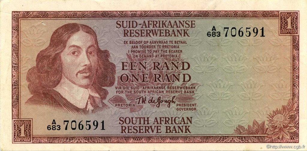 1 Rand AFRIQUE DU SUD  1967 P.110b SUP