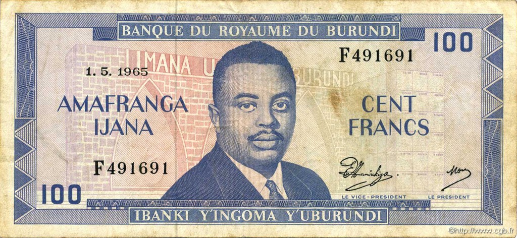 100 Francs BURUNDI  1965 P.12a TTB