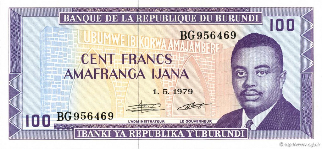 100 Francs BURUNDI  1979 P.29a NEUF