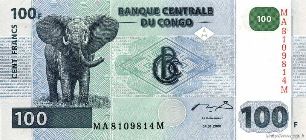 100 Francs REPUBBLICA DEMOCRATICA DEL CONGO  2000 P.092A FDC