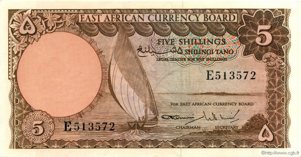 5 Shillings AFRIQUE DE L EST  1964 P.45 SPL