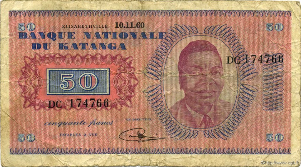 50 Francs KATANGA  1960 P.07a pr.TB