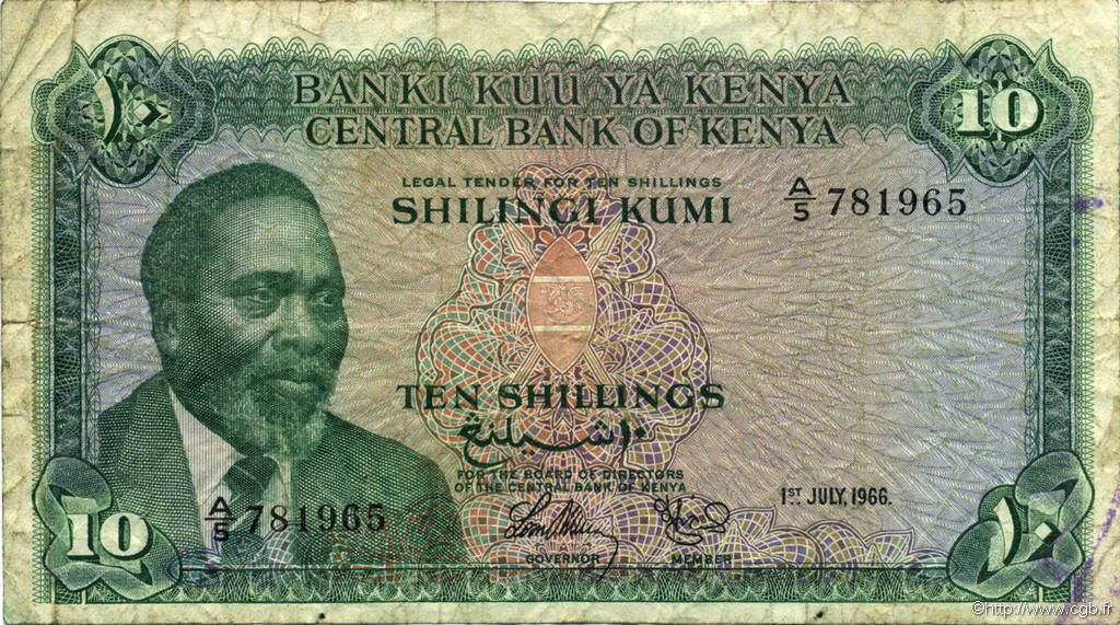 10 Shillings KENYA  1966 P.02a B