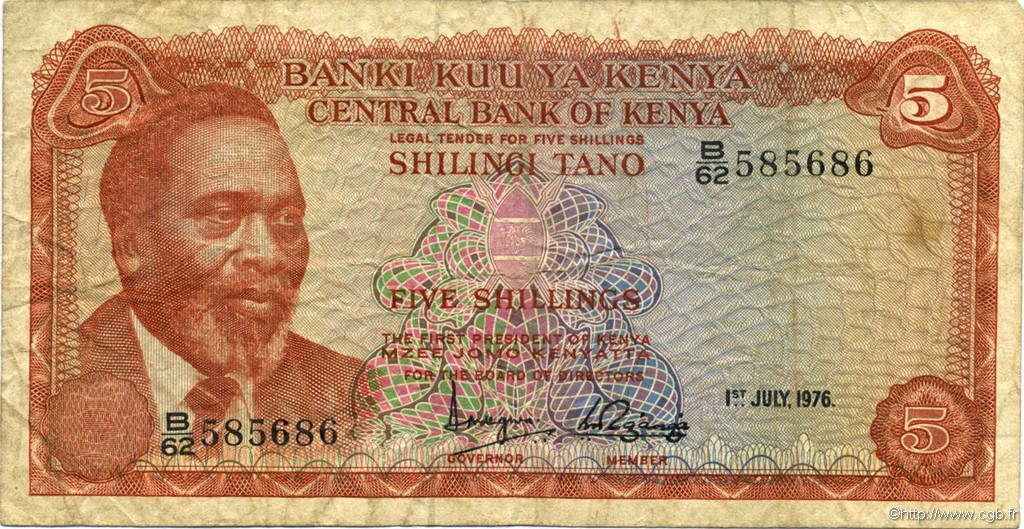 5 Shillings KENYA  1976 P.11c TB