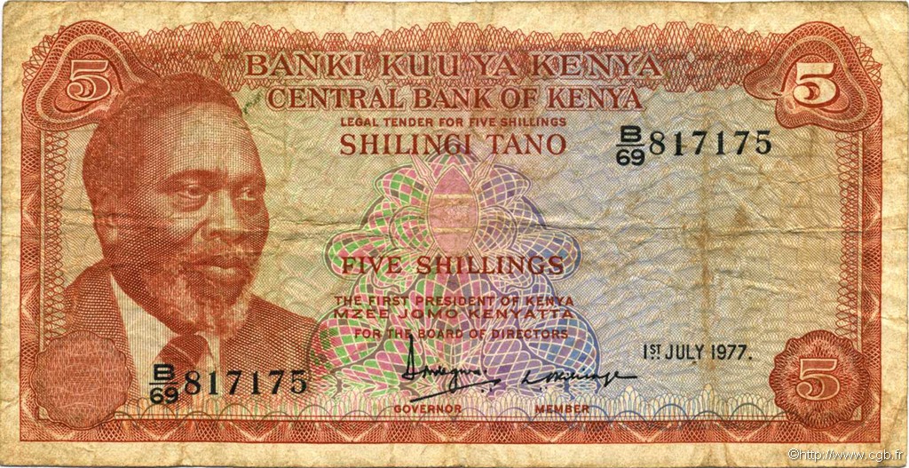 5 Shillings KENYA  1977 P.11d TB
