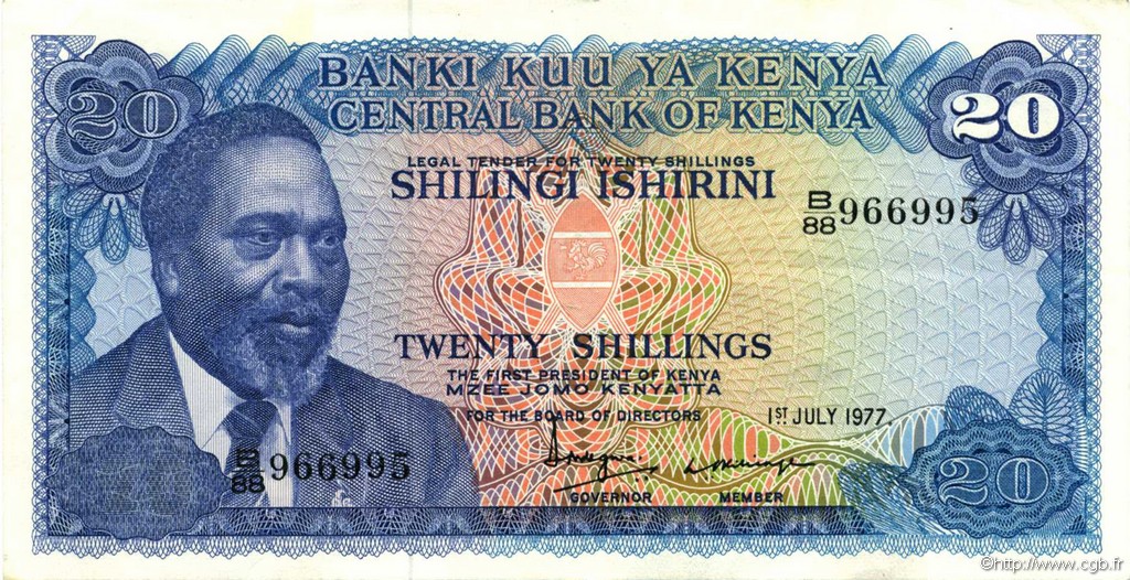 20 Shillings KENYA  1977 P.13d SUP+