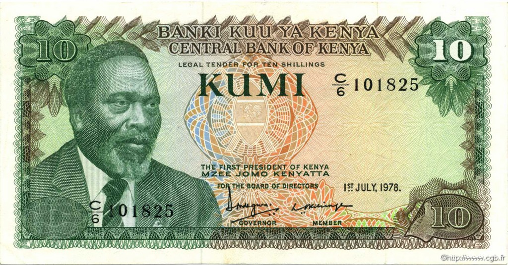 10 Shillings KENYA  1978 P.16 SUP