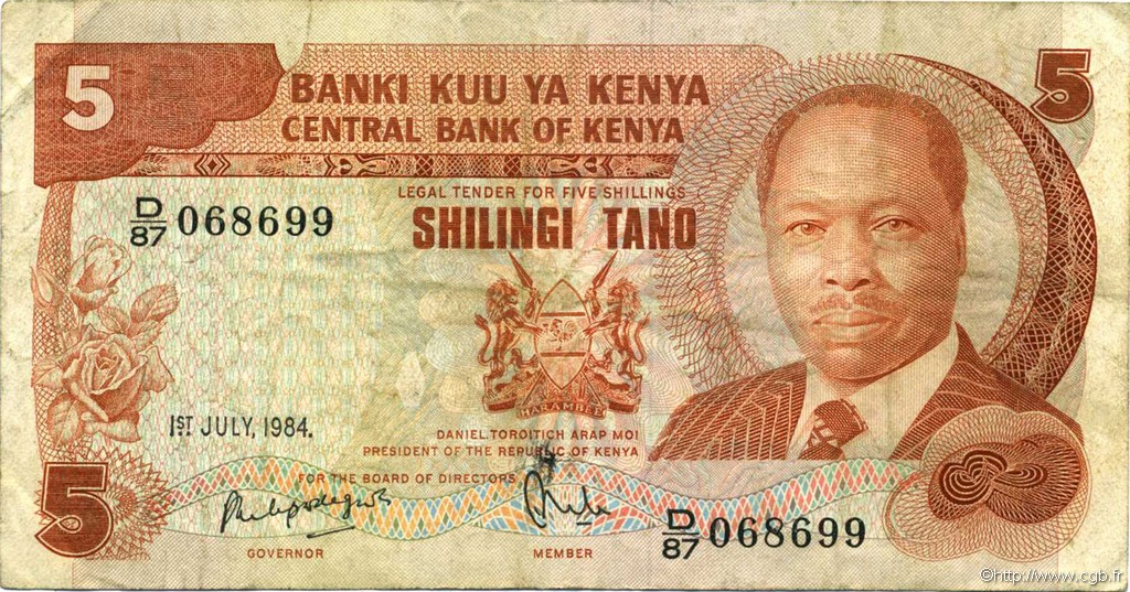 5 Shillings KENYA  1984 P.19c TB