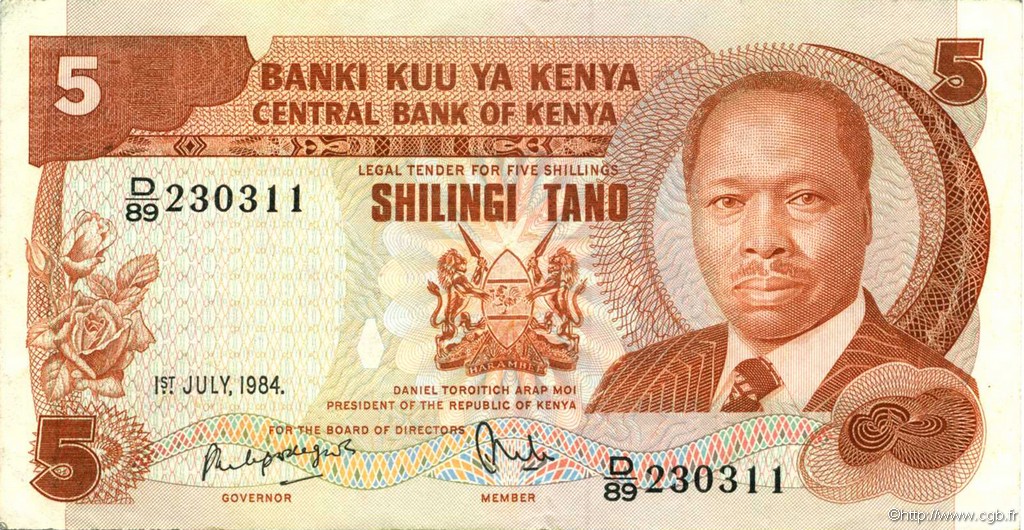 5 Shillings KENYA  1984 P.19c TTB+