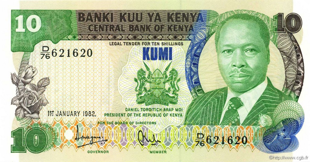 10 Shillings KENYA  1982 P.20b pr.NEUF