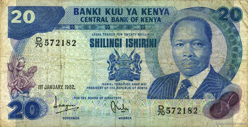 20 Shillings KENYA  1982 P.21b TB