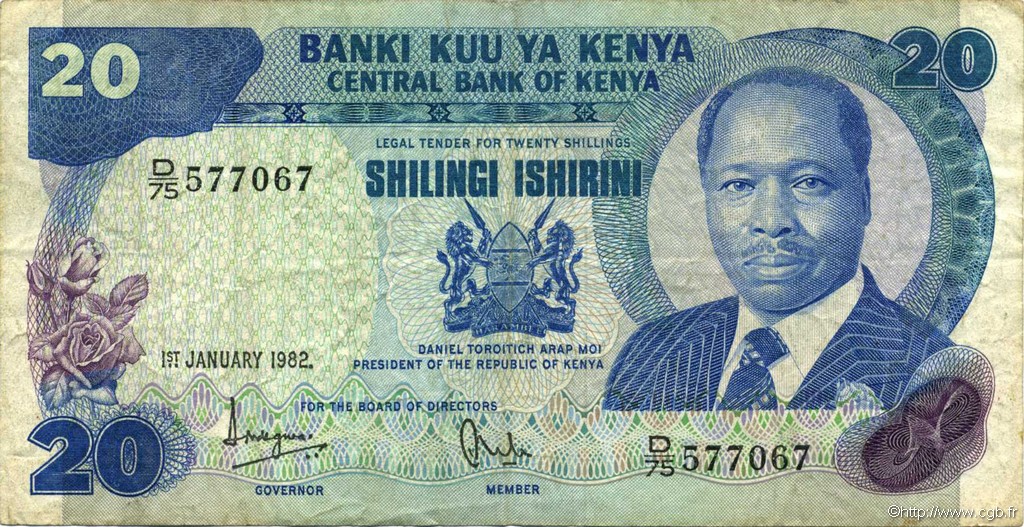 20 Shillings KENYA  1982 P.21b TTB