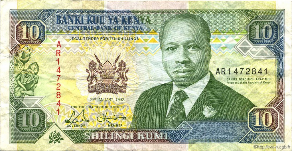 10 Shillings KENYA  1992 P.24d TTB