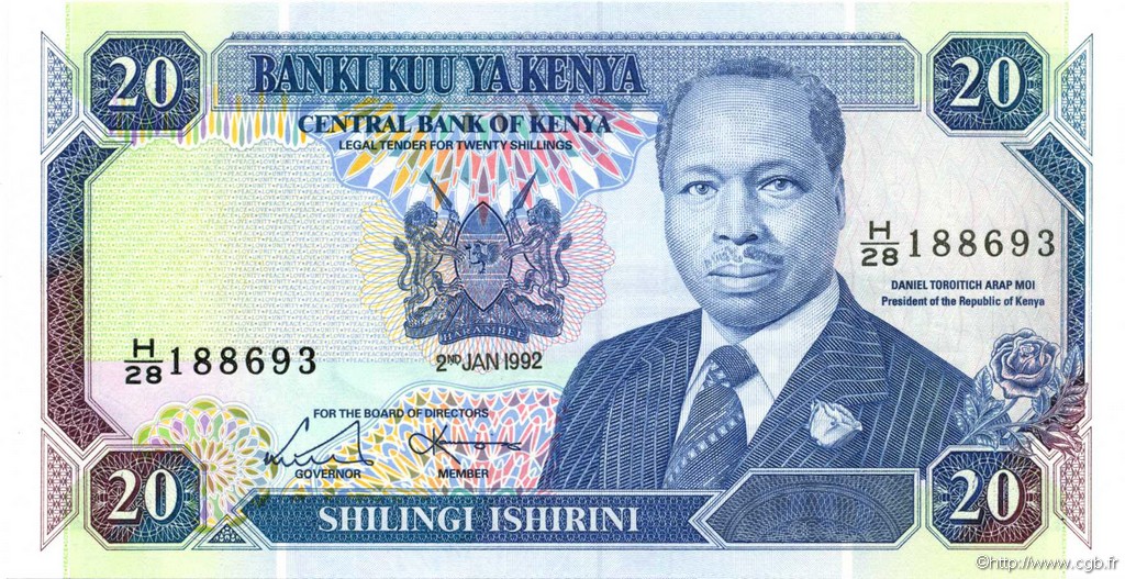 20 Shillings KENYA  1992 P.25e NEUF
