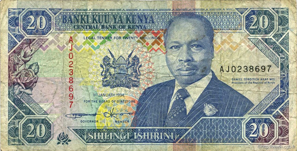 20 Shillings KENYA  1994 P.31b TB