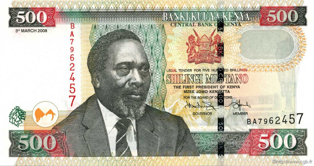 500 Shillings KENYA  2008 P.50c NEUF