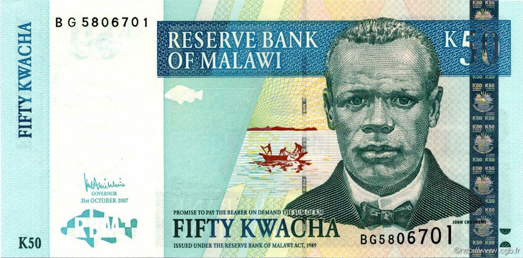50 Kwacha MALAWI  2007 P.45var NEUF