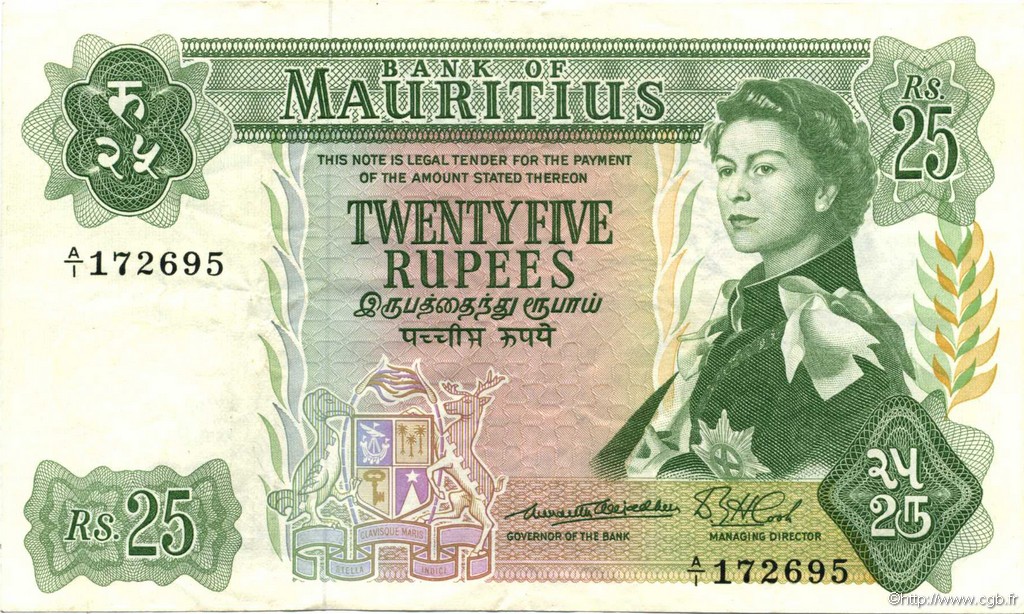 25 Rupees ÎLE MAURICE  1967 P.32a TTB+