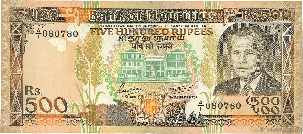 500 Rupees ÎLE MAURICE  1988 P.40a TTB