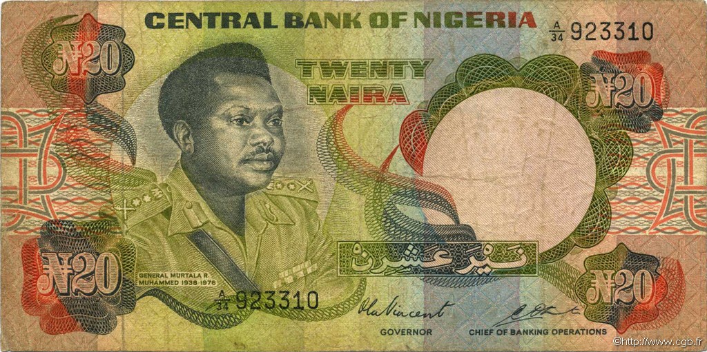 20 Naira NIGERIA  1977 P.18b B