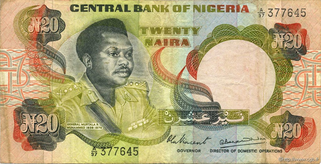 20 Naira NIGERIA  1977 P.18c TTB