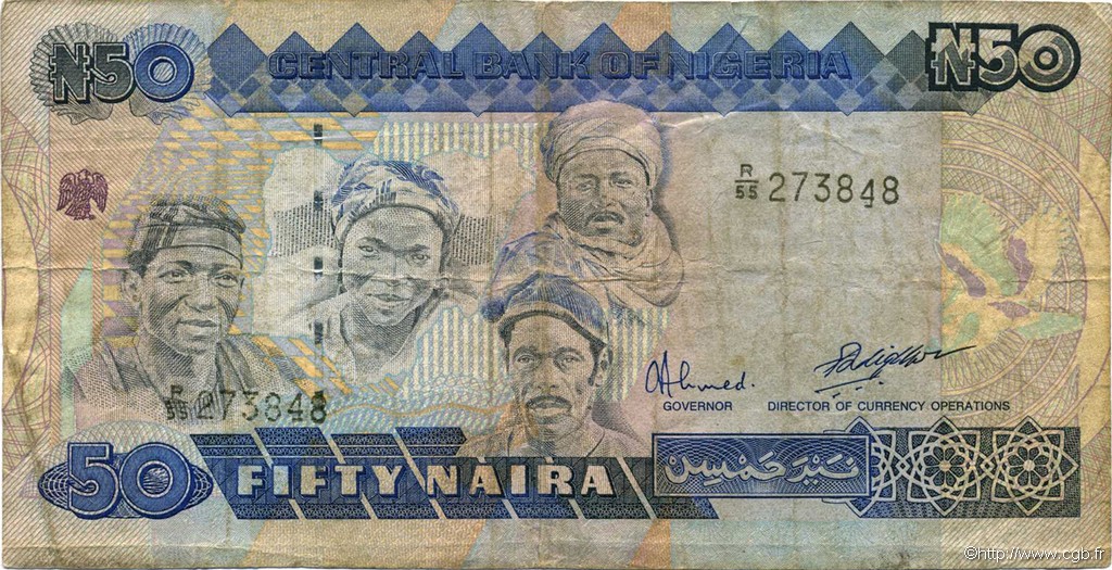50 Naira NIGERIA  1991 P.27b TB