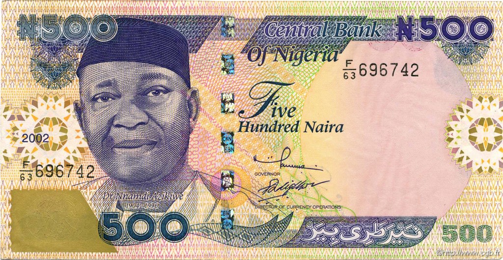 500 Naira NIGERIA  2002 P.30a SPL