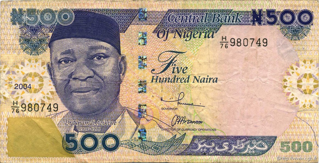 500 Naira NIGERIA  2004 P.30b TTB