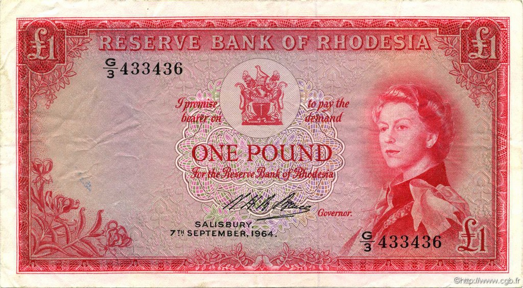 1 Pound RHODÉSIE  1964 P.25a TTB