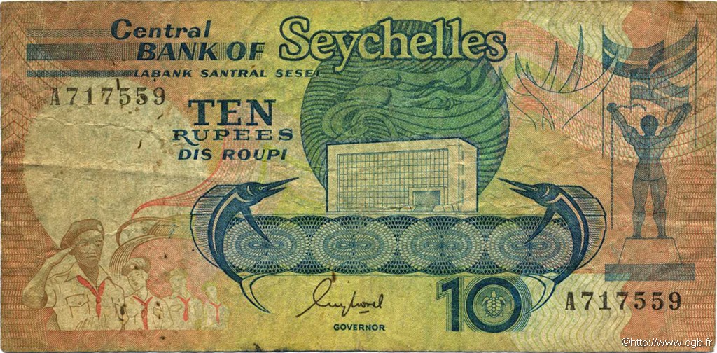 10 Rupees SEYCHELLES  1989 P.32 B
