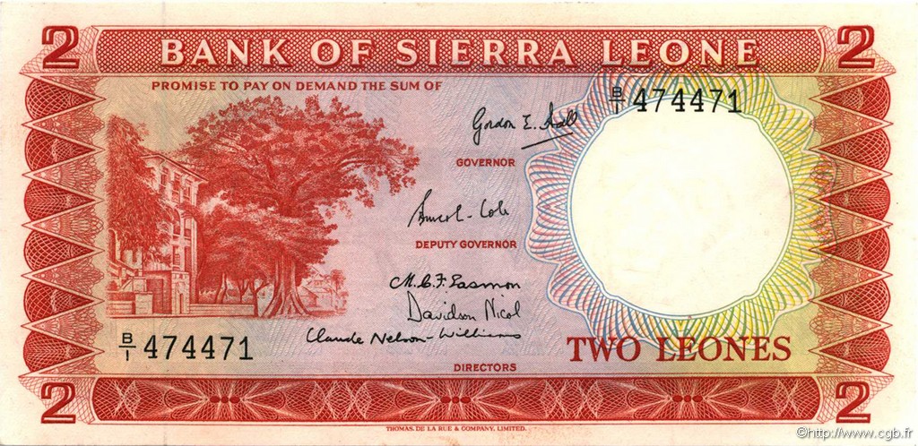 2 Leones SIERRA LEONE  1964 P.02a pr.NEUF