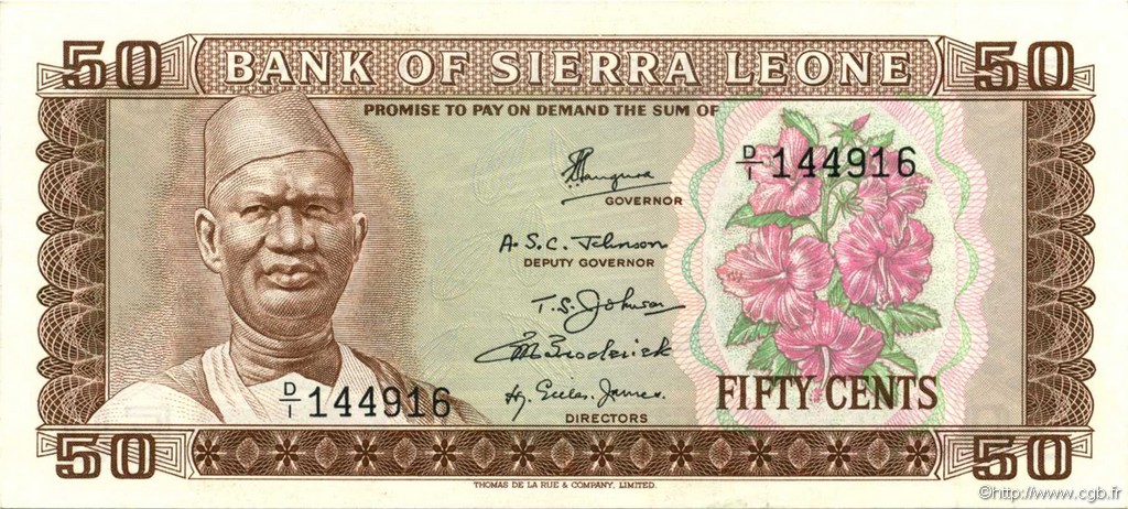 50 Cents SIERRA LEONE  1972 P.04a SPL