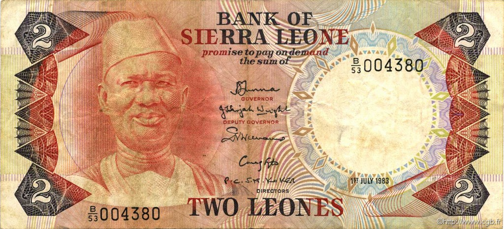 2 Leones SIERRA LEONE  1983 P.06f TB