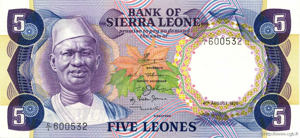 5 Leones SIERRA LEONE  1975 P.07a NEUF