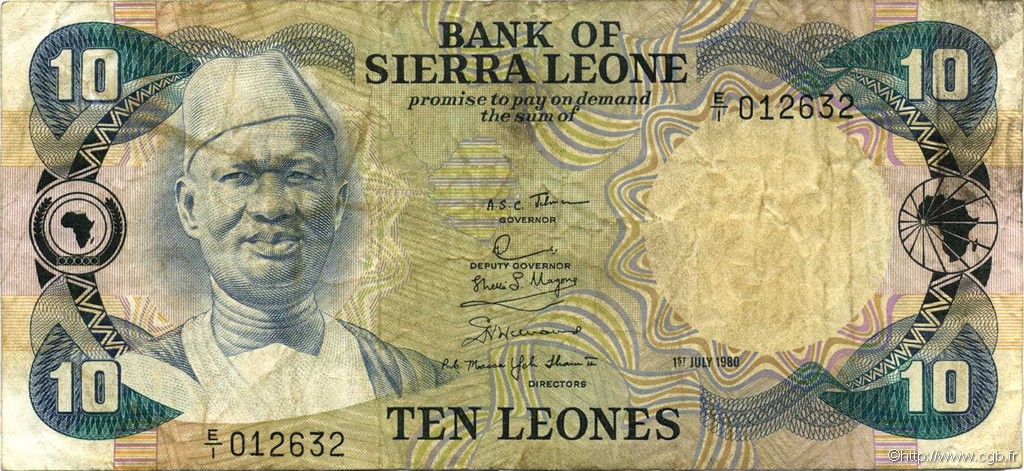 10 Leones SIERRA LEONE  1980 P.08a TB+