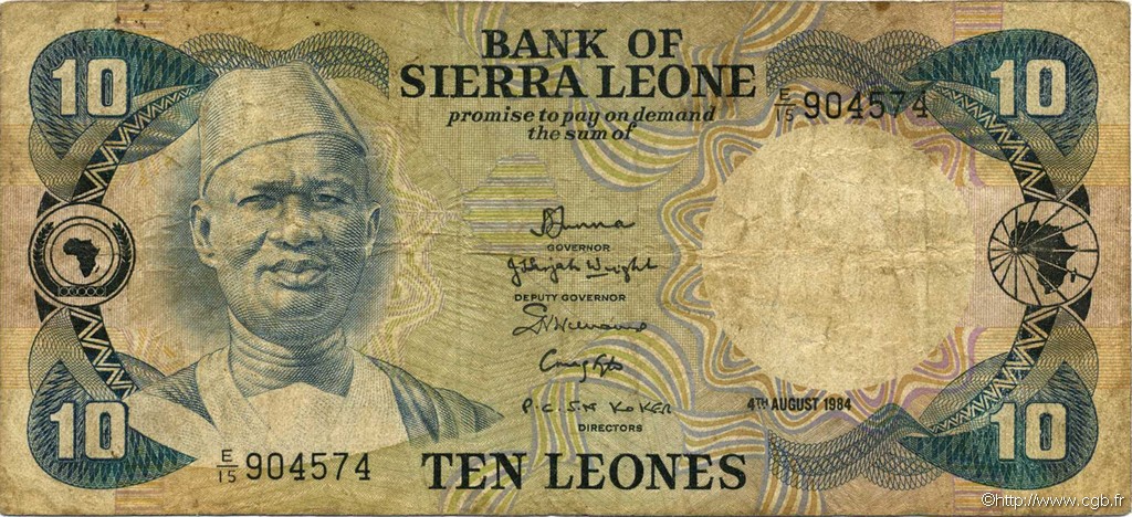 10 Leones SIERRA LEONE  1984 P.08c B