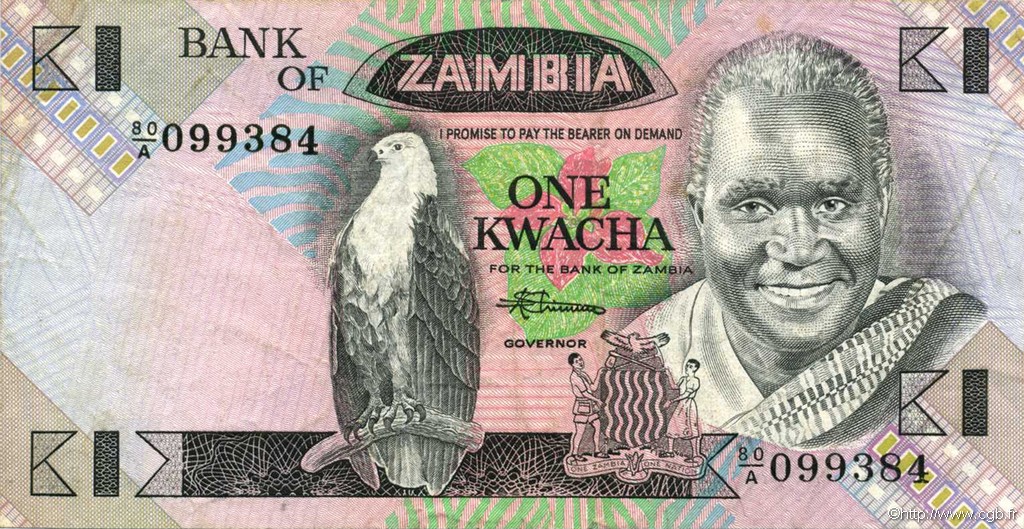 1 Kwacha ZAMBIE  1980 P.23b TTB