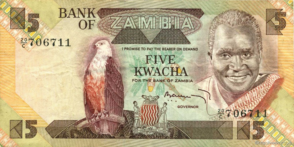 5 Kwacha ZAMBIE  1980 P.25b TTB