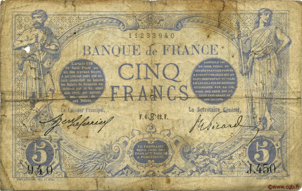 5 Francs BLEU FRANCE  1912 F.02.06 B